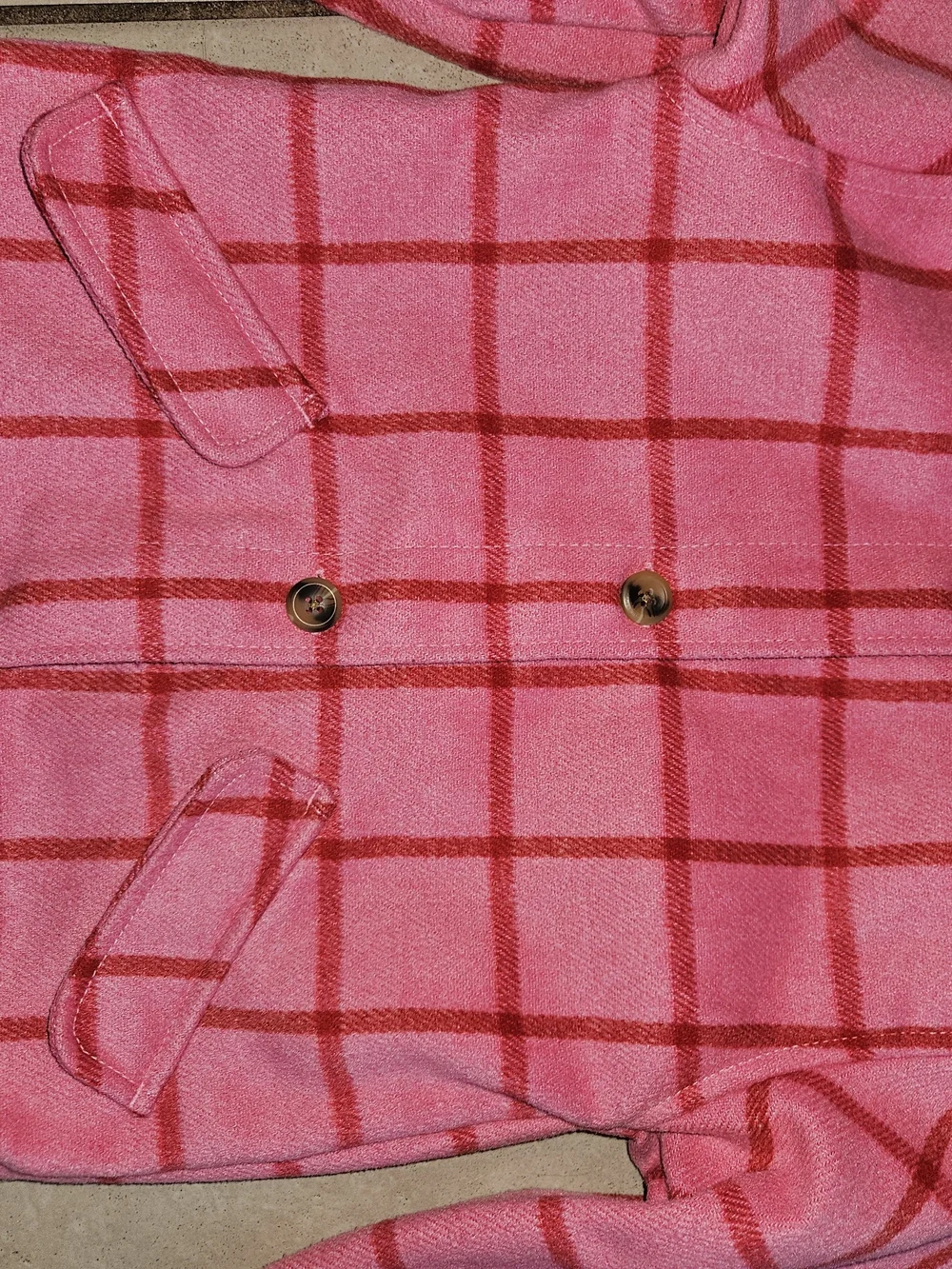 Old Navy Pink Plaid Hooded Kids Pea Coat